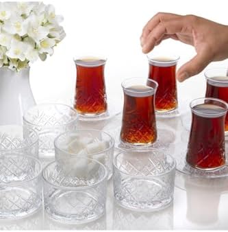 Alternative view of Heybeli Çay Bardağı Takımı ve Çerezlik Kase Tatlı Sunum Seti 6 Kişilik