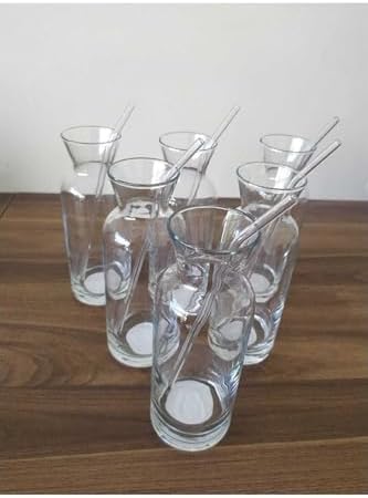 Alternative view of Cam Pipetli Meşrubat Bardağı Limonata Bardak Süt Şişesi Sunum Karaf 6 Adet