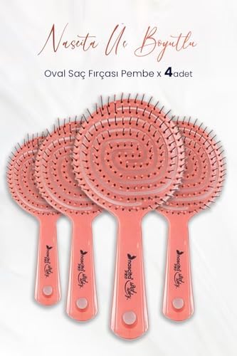 Alternative view of Professional Üç Boyutlu Oval Saç Fırçası Pembe x 4 Adet