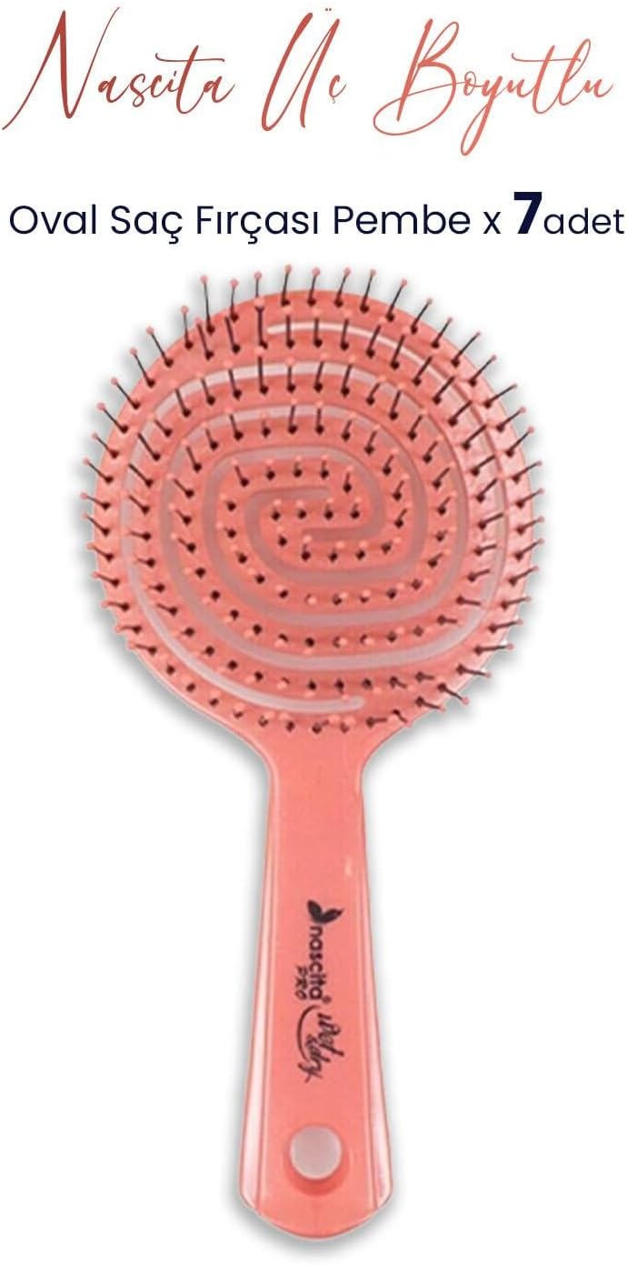 Alternative view of Professional Üç Boyutlu Oval Saç Fırçası Pembe x 7 Adet