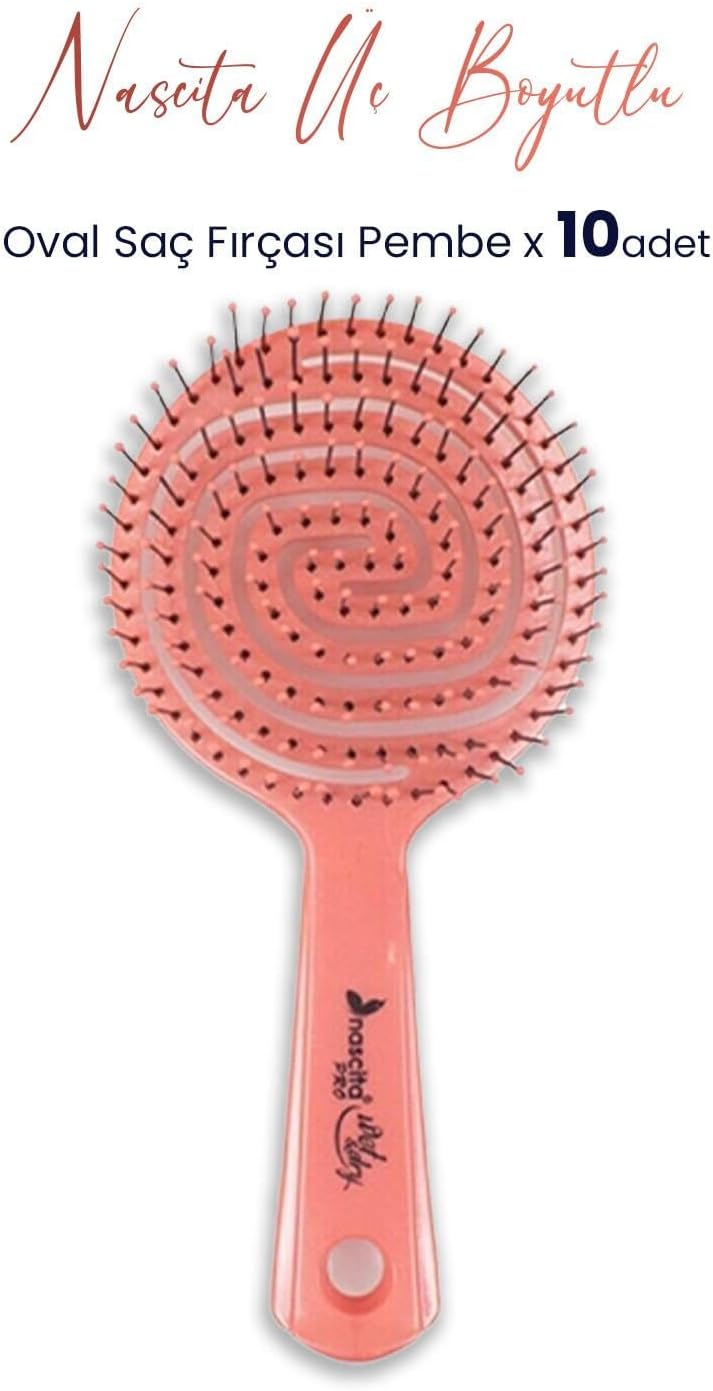 Alternative view of Professional Üç Boyutlu Oval Saç Fırçası Pembe x 10 Adet