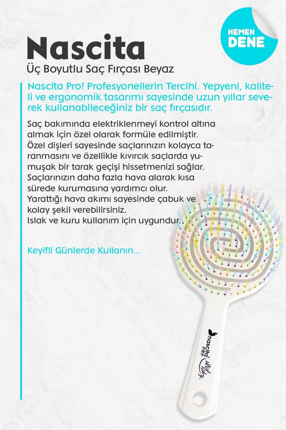 Professional Üç Boyutlu Saç Fırçası Beyaz
