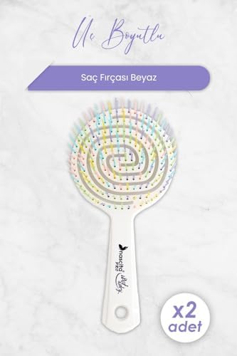 Professional Üç Boyutlu Saç Fırçası Beyaz x 2 Adet
