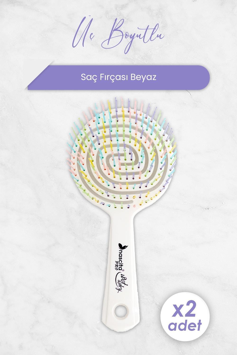 Alternative view of Professional Üç Boyutlu Saç Fırçası Beyaz x 2 Adet
