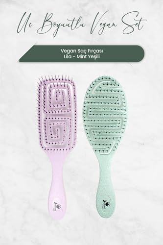 Alternative view of Professional Üç Boyutlu Vegan Saç Fırçası Mint Yeşili ve Lila