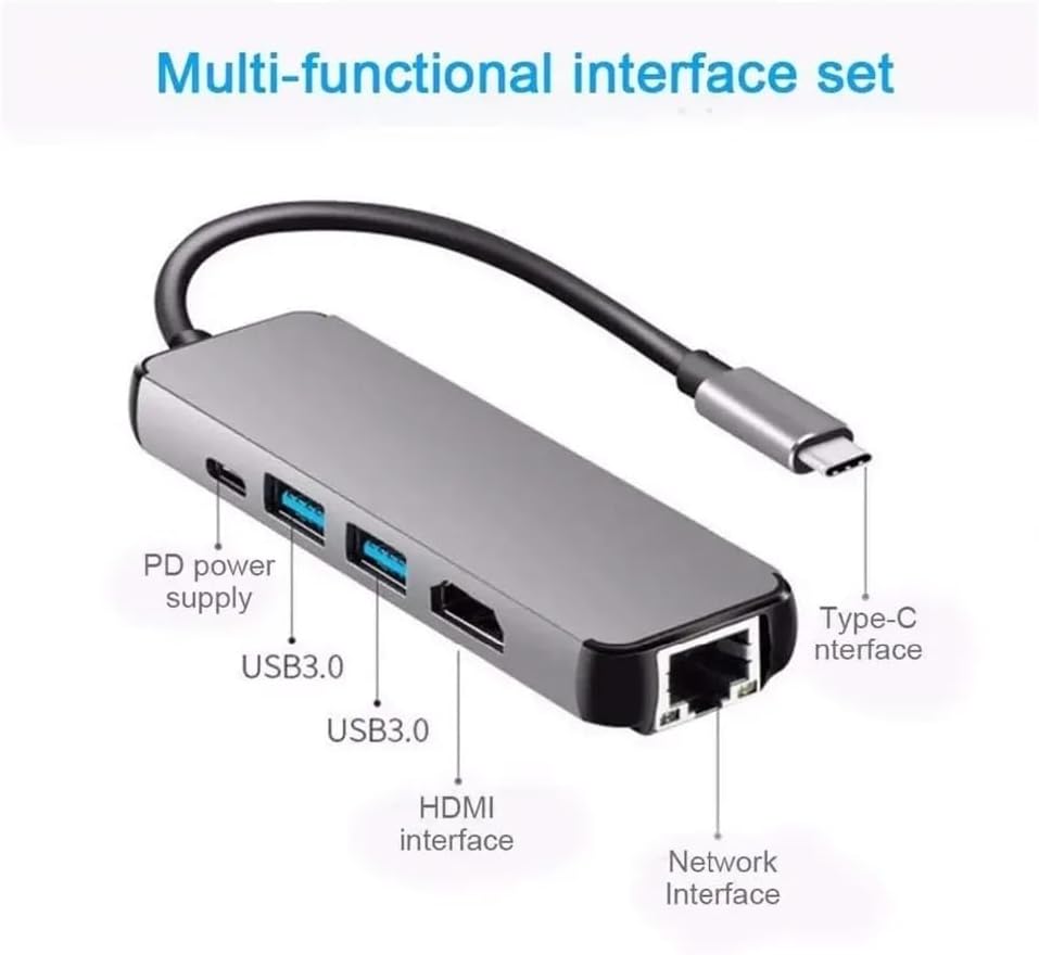 Alternative view of 5İN1 Type-C, USB-C HDMI Hub ve LAN Ethernet Adaptörü: 4K (1080p) HDMI, 2 x USB 3.0 ve Type-C USB Port Çoklayıcı Çevirici