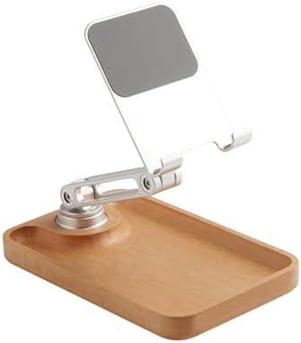 Alternative view of Profesyonel Tok Alüminyum Stand Ahşap Tabanlı Model A Sınıfı Malzeme Döner Tablet Akıllı Telefon Standı Masaüstü Stand Katlanabilir Cep Telefonu Telefon Tutucu A.Kahverengi TM01