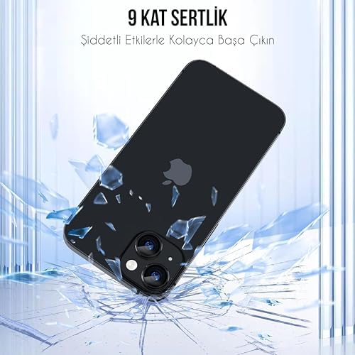 Alternative view of İphone Alüminyum Alaşım Çerçeveli Tempered Glass Kamera Lens Koruyucu (15 Siyah)