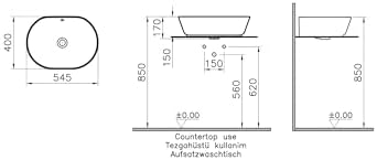 Geo 7427B083-0012 Oval Çanak Lavabo, 55 cm, Mat Siyah