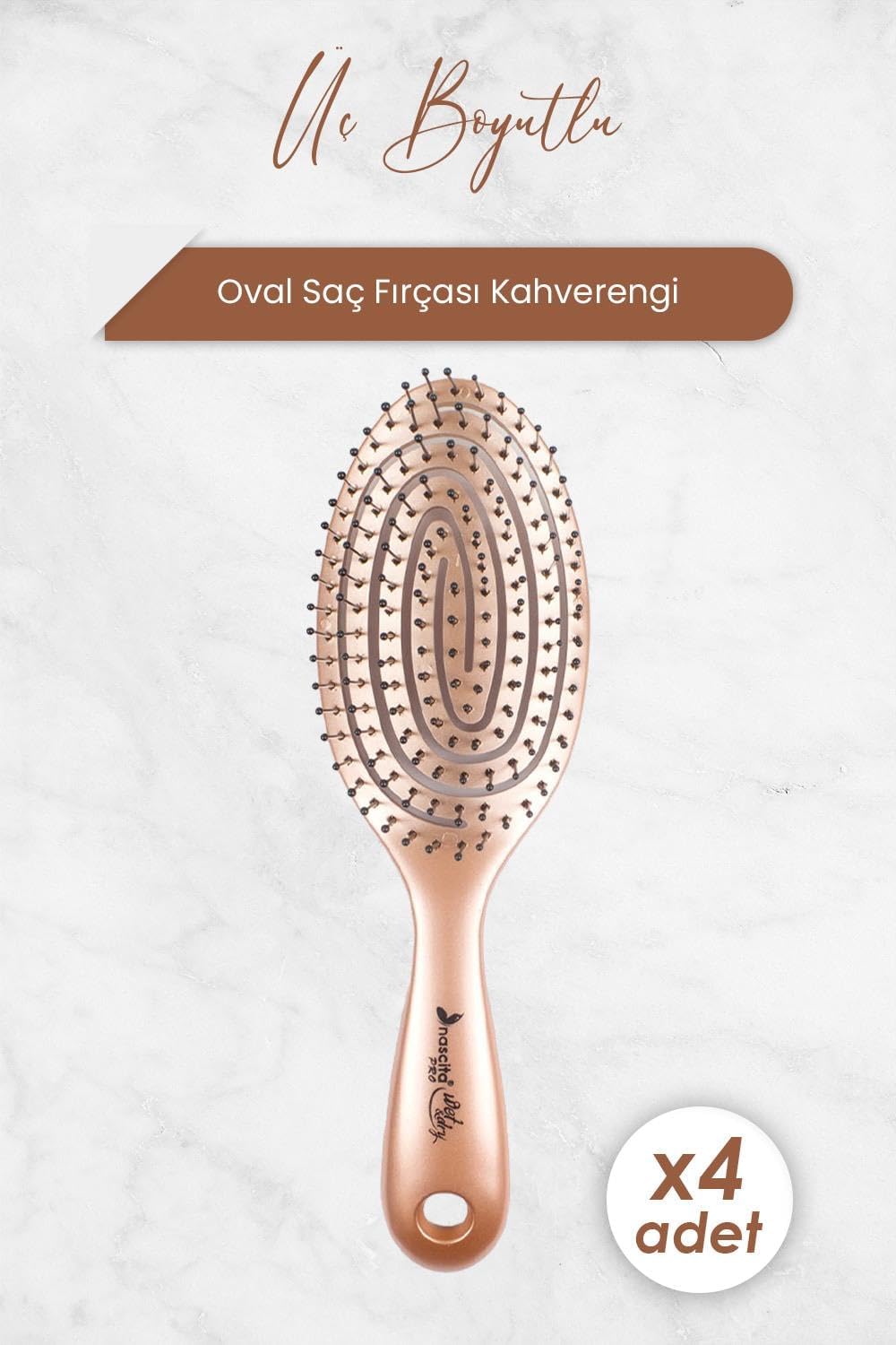 Alternative view of Üç Boyutlu Oval Saç Fırçası Kahverengi x 4 Adet