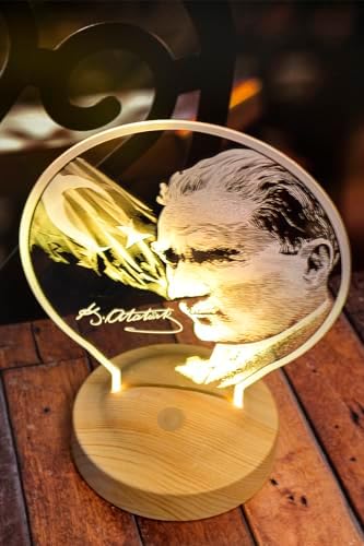 Alternative view of 100. Yıl Hediyesi Atatürk Görselli Hediye, Atatürk İmzası ve Türk Bayrağı Hediyesi Led Lamba, Atatürk Fotoğralı Hediye