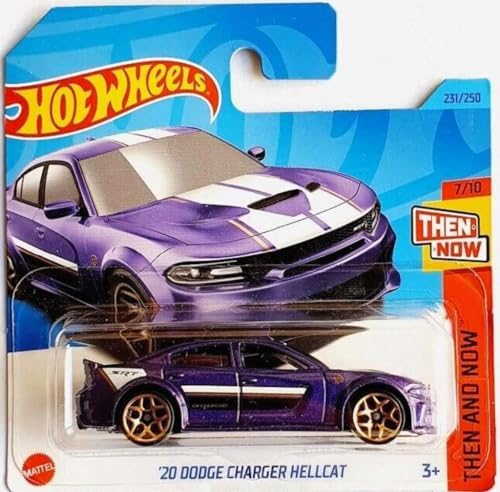 - '20 Dodge Charger Hellcat - O Zaman ve Şimdi 7/10 - HKJ45 - Kısa Kart - Mor Metalik - SRT - Mattel 2023