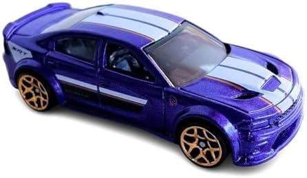 Alternative view of - '20 Dodge Charger Hellcat - O Zaman ve Şimdi 7/10 - HKJ45 - Kısa Kart - Mor Metalik - SRT - Mattel 2023