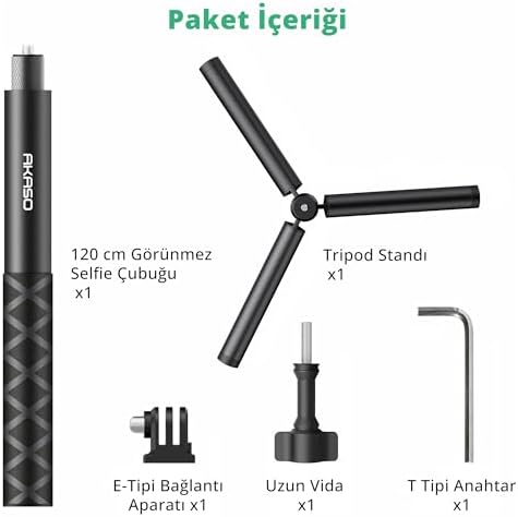 Alternative view of 49.2"/120 cm Uzatılabilir Özçekim Çubuğu ve Standı Hareketli Kamera Aksesuarları 360 Kamera/EK7000/Brave 4/Brave 7 LE/Brave 7/Brave 8/V50X/ Hero 13/12/11/10/DJI Osmo Action