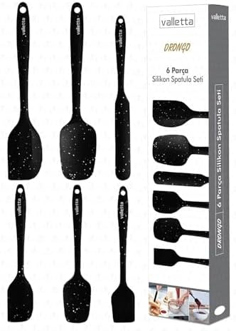 Alternative view of Valletta Drongo Dayanıklı Yanmaz Yapışmaz Silikon Spatula Seti 6 Parça Siyah Noktalı