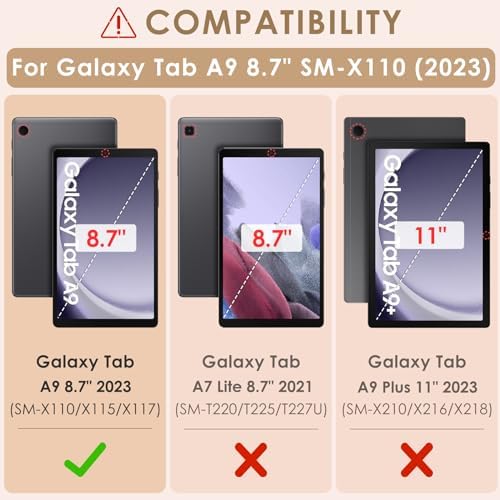 Alternative view of KATUMO 2 Adet Tam Ekran Koruyucu Folyo Galaxy Tab A9 8,7 inç 2023 için Ekran Koruyucu 9H Sertlik Çizilmez Kabarcıksız Folyo Cam SM-X110/X115/X117 için
