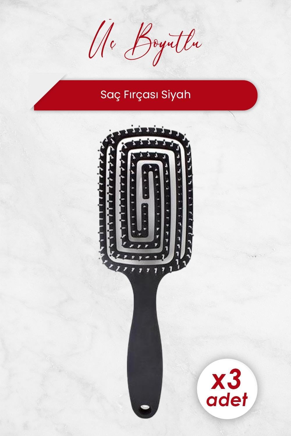 Alternative view of Professional Üç Boyutlu Saç Fırçası Siyah x 3 Adet