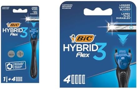 BIC Hybrid 3 1 Sap & 4 Başlık Erkek Tıraş Bıçağı ve 4'lü Yedek Tıraş Bıçağı Kartuşu Seti