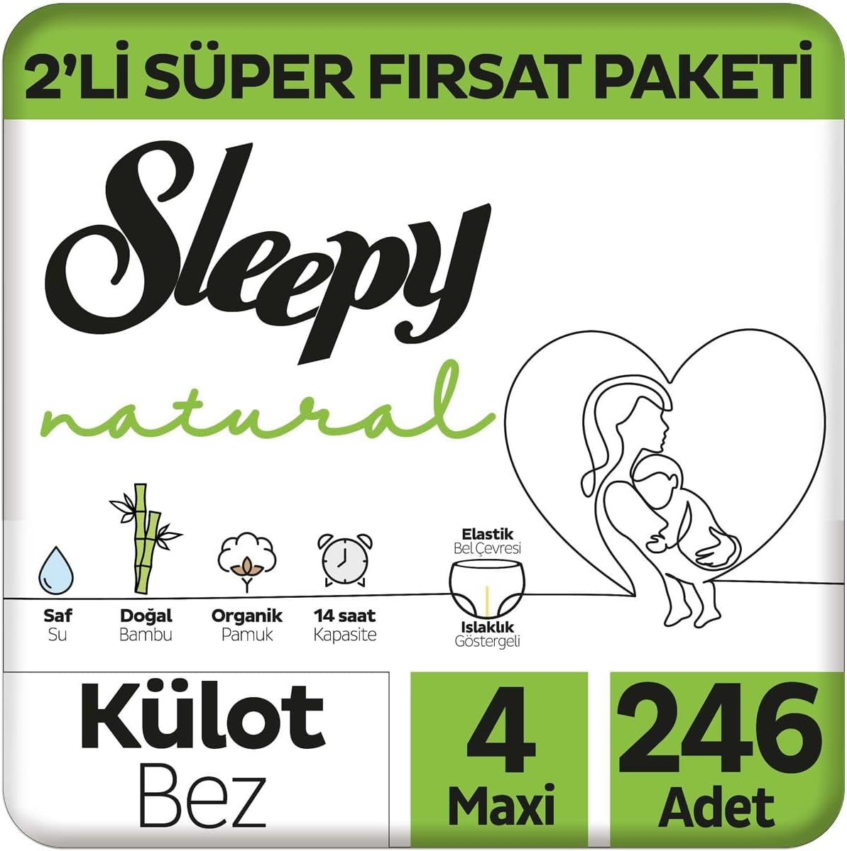 Alternative view of Natural 2'li Fırsat Paketi Külot Bez 4 Numara Maxi 246 Adet