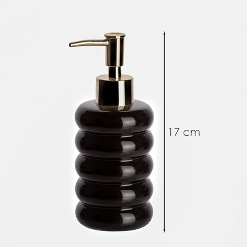 3204 Seramik Sıvı Sabunluk - Tezgah Üstü Banyo Mutfak Lavabo Sabunluğu - 275 cc Siyah