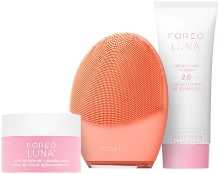 Foreo Clean Balance LUNA 4 Paket - Karma Ciltler için Yüz Temizleme Fırçası ve Masaj Aleti + LUNA Mikro Köpük Yüz Temizleyici 2.0, 100 ml + LUNA (Ultra Besleyici) Temizleme Balsamı, 15 ml