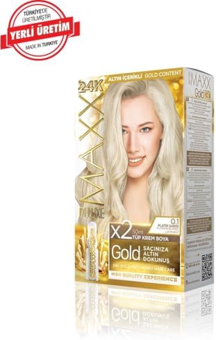 Alternative view of MAXX DELUXE serisi 24K Altın Parçacıklı Serum ile 1 Kutu 2 x 50 ml ve Geliştiriciler Saç Boyası (PLATİN SARISI 0.1)