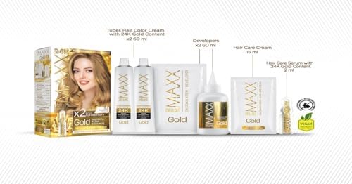 Alternative view of MAXX DELUXE serisi 24K Altın Parçacıklı Serum ile 1 Kutu 2 x 50 ml ve Geliştiriciler Saç Boyası (AÇIK KAHVE 5.0)