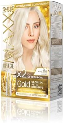 Alternative view of MAXX DELUXE serisi 24K Altın Parçacıklı Serum ile 1 Kutu 2 x 50 ml ve Geliştiriciler Saç Boyası (BUZUL SARISI 0.2)