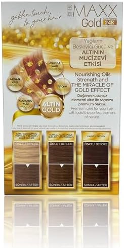 Alternative view of MAXX DELUXE serisi 24K Altın Parçacıklı Serum ile 1 Kutu 2 x 50 ml ve Geliştiriciler Saç Boyası (AÇIK KUMRAL 8.0)