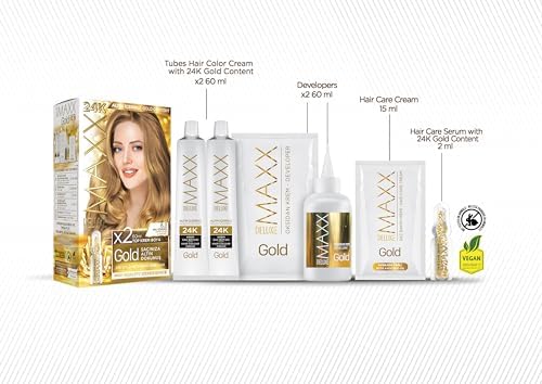 Alternative view of MAXX DELUXE serisi 24K Altın Parçacıklı Serum ile 1 Kutu 2 x 50 ml ve Geliştiriciler Saç Boyası (YOĞUN KÜLLÜ KUMRAL 7.11)