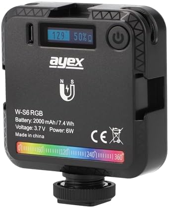 ayex RGB LED ambiyans ışığı, 45 yüksek etkili ışık boncuğu, 2000 mAh pil, Type-C üzerinden şarj edilebilir, Ambiance Light W-S6