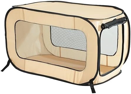 Fashions Taşınabilir, Katlanabilir, Pop Up Seyahat Evcil Hayvanı, Kedi ve Köpek Kulübesi, 24" U x 16" G x 16" Y, Bej