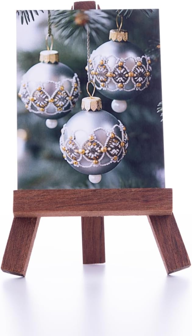 Yılbaşı not ve tebrik kartı, gümüş süs topları, 6,5 x 8,5 cm 10 adet