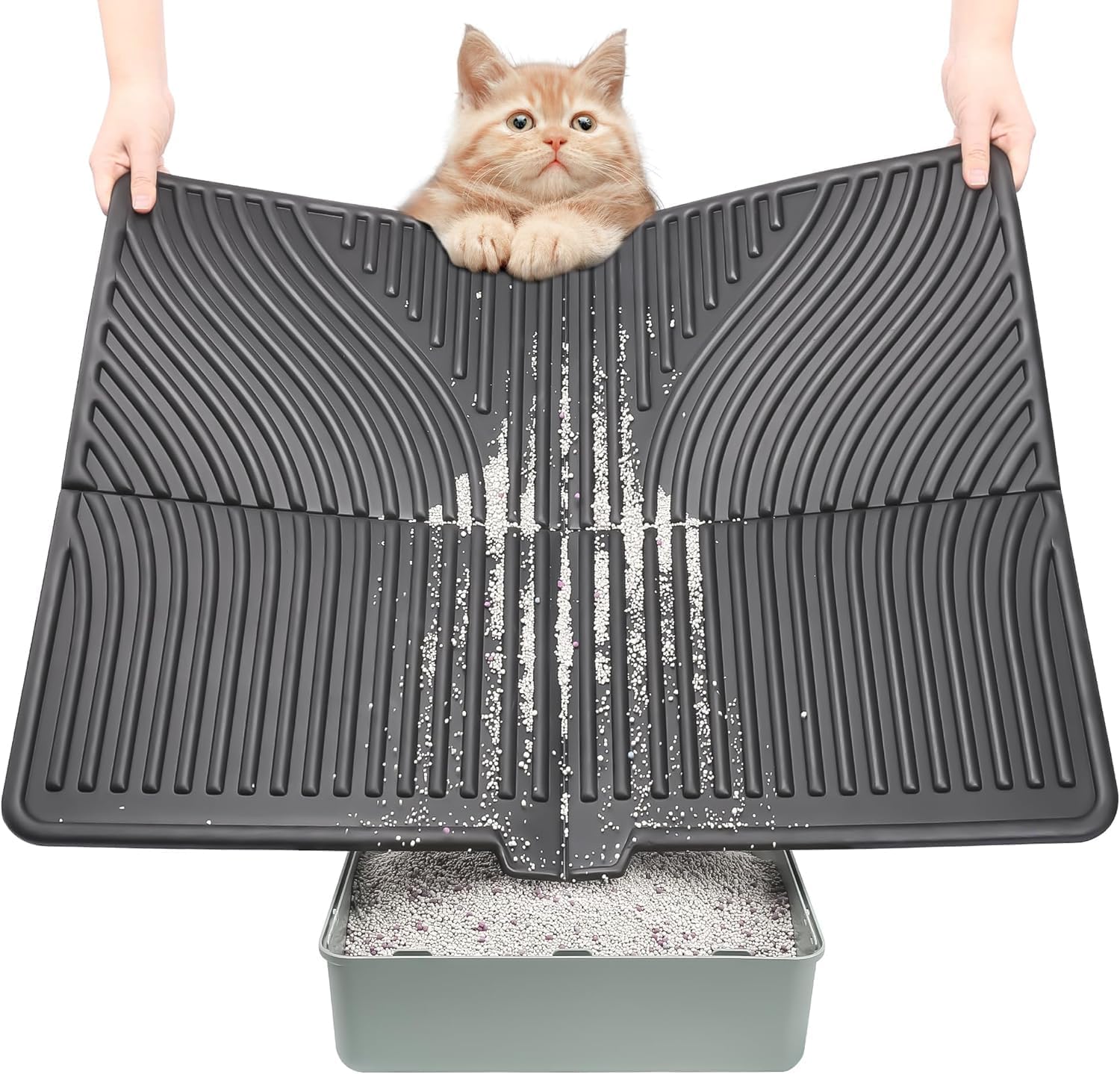 Upsky Kedi Kumu Matı, 79x61 cm, Su Geçirmez Yıkanabilir, Büyük Kedi Tuvaleti Paspası