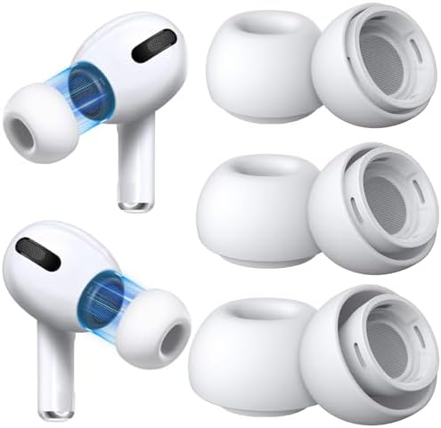 AirPods Pro & AirPods Pro 2. Nesil için 3 Çift Yedek Kulak Uçları, Gürültü Azaltma Delikli Silikon Kulak Ucu Ağrısı Yok, Kaymaz Yumuşak Kulak Uçları Pro/Pro 2 ile Uyumlu (Boyutlar