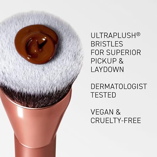 Techniques Glow Yuvarlak Tabanlı Makyaj Fırçası, Sıvı ve Krem Makyaj İçin, Parlatma ve Karıştırma Kapsama için Düz Üst Fondöten Fırçası, Yoğun Sentetik Kıllar, Vegan ve Zulüm İçermez, 1 Adet
