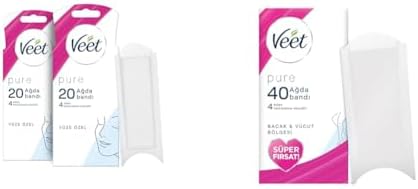 Alternative view of Pure Hipoalerjenik Yüz Ağda Bandı (2 x 20 Adet) & Veet Pure Ağda Bandı Hassas Ciltler için Bacak ve Vücut Bölgesi 40'lı