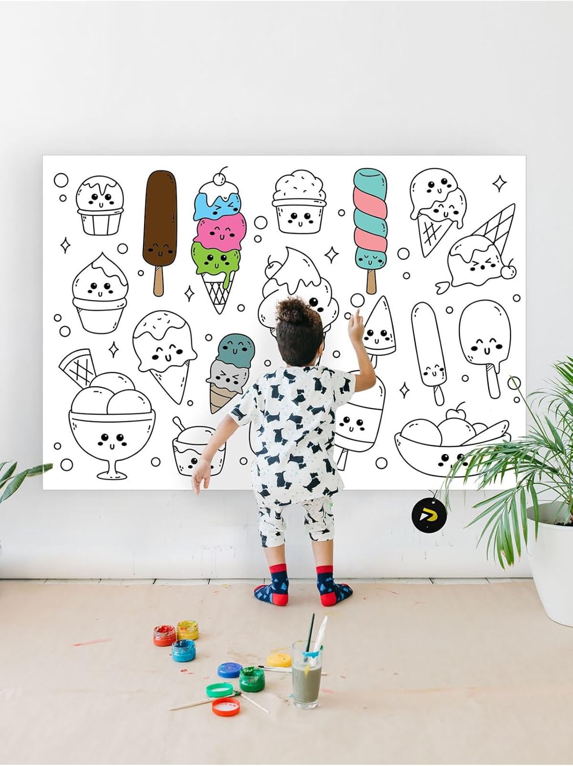 (pster21318) Tatlı Dondurmalar Eğitici Dev Boyama Kağıdı, Çocuklar Için Aktivite Boyama Rulosu (90x130cm)