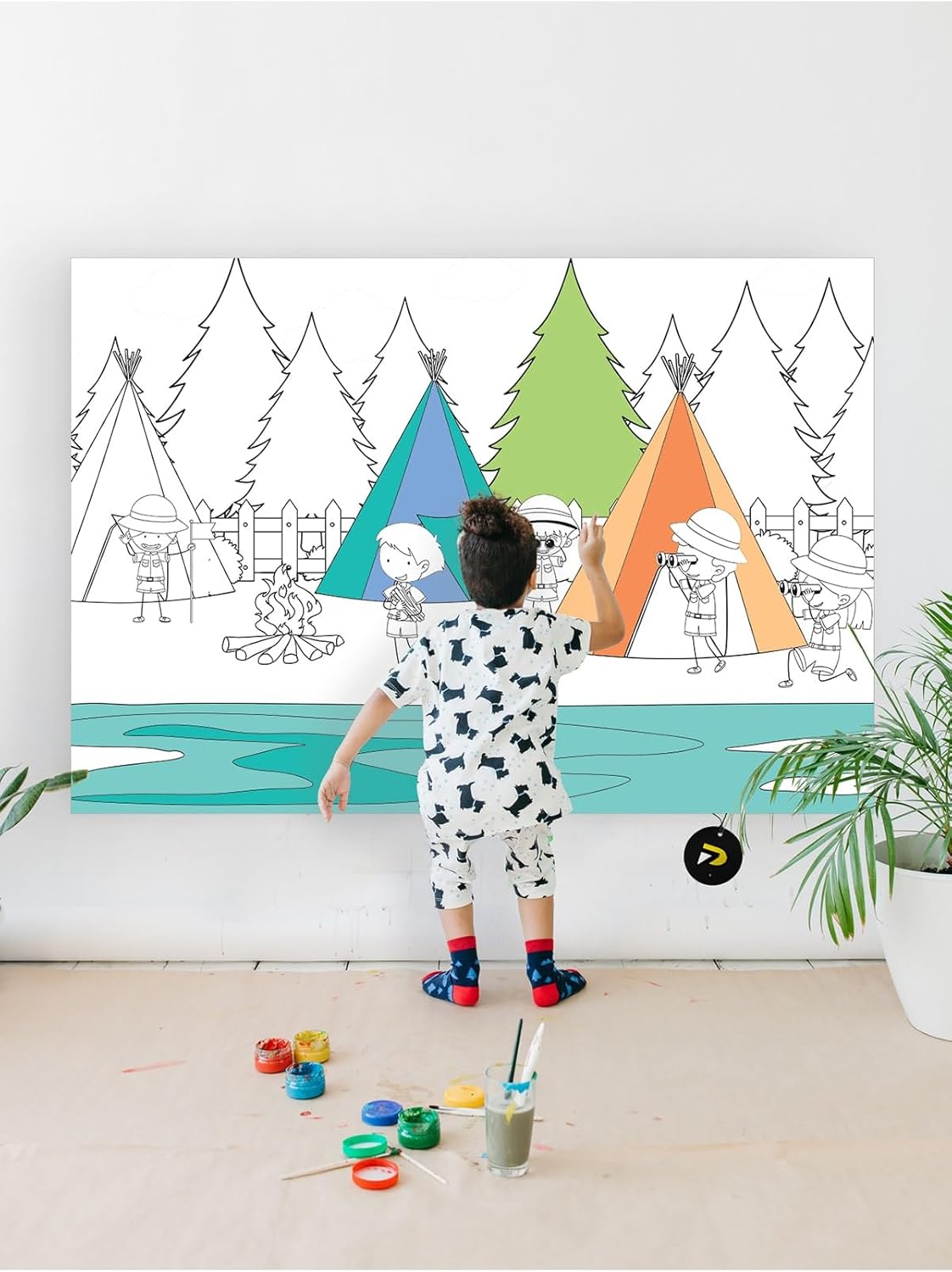 (pster21323) Kamp Hayatı Eğitici Dev Boyama Kağıdı, Çocuklar Için Aktivite Boyama Rulosu (90x130cm)