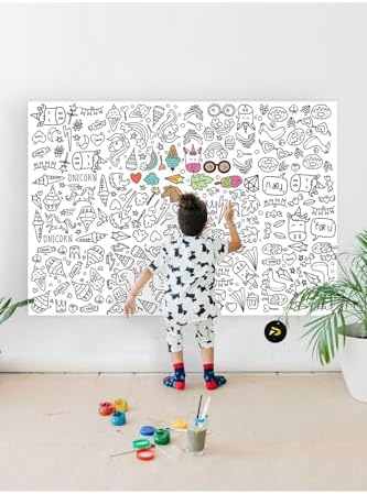 (pster21324), Tek Boynuzlu At Eğitici Dev Boyama Kağıdı, Çocuklar Için Aktivite Boyama Rulosu (90x130cm)