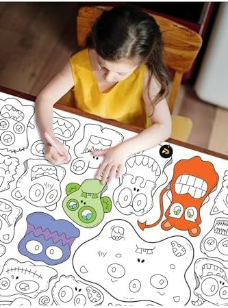 (pster21319) Şirin Canavarlar Monsters Eğitici Dev Boyama Kağıdı, Çocuklar Için Aktivite Boyama Rulosu (90x130cm)