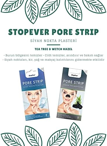 StopEver Pore Strip Siyah Nokta Bandı – 2'li Paket (Charcoal + Tea Tree) | Siyah Nokta Karşıtı | Gözenek Temizleyici | Aktif Karbon & Çay Ağacı Özlü | 12 Adet