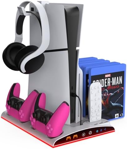 TP5-3570 PS5 Soğutucu Organizatör 2 Fanlı Stand Kol Şarj Edici Stand 3 USB Hub Kulaklık platstation Standı