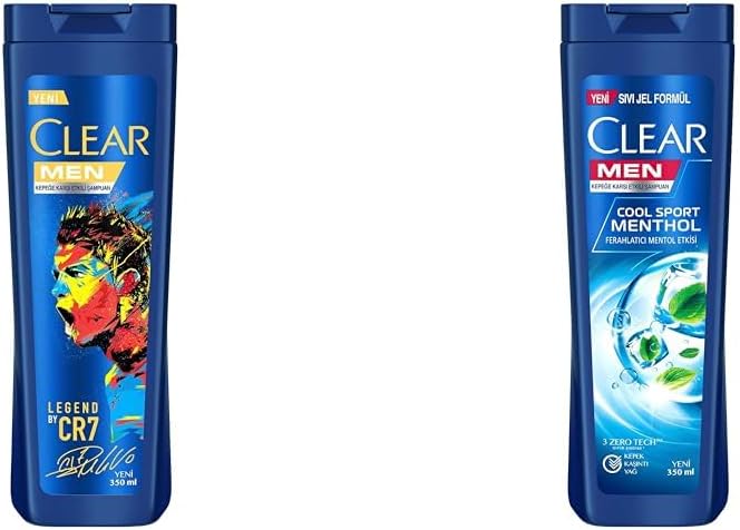 Clear Men Kepeğe Karşı Etkili Şampuan Legend By CR7 Cristiano Ronaldo 350 ml(2) Clear Men Kepeğe Karşı Etkili Şampuan Sport Menthol Ferahlatıcı Mentol Etkisi 350 ml(1)