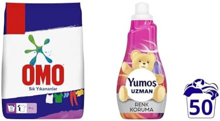 Toz Çamaşır Deterjanı Sık Yıkananlar 5 kg(1) Yumoş Uzman Konsantre Çamaşır Yumuşatıcısı Renk Koruma Kalıcı Koku 50 Yıkama (1 x 1200 mL)(2)