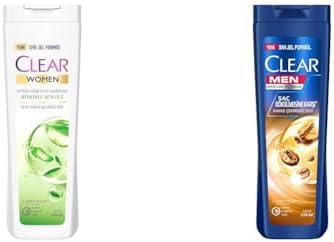 Clear Kepeğe Karşı Etkili Şampuan Bitkisel Sentez Aloe & Çay Ağacı Yağı 350 ml(2) Clear Men Kepeğe Karşı Etkili Şampuan Saç Dökülmesine Karşı Kahve Çekirdeği Özü 350 ml(1)
