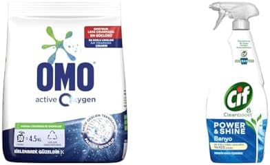 Alternative view of Oxygen Toz Çamaşır Deterjanı Beyazlar için, 4.5 kg(1) Cif Power Cleanboost Sprey Temizleyici Banyo İçin Temizleyici ve Kireç Çözücü 750 ML(2)