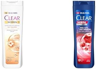 Clear Kil Terapisi Arınmış ve Yumuşak Saçlar Kepeğe Karşı Etkili Şampuan 350 ml(1) Clear Men Kepeğe Karşı Etkili Şampuan Hızlı Stil 2'si 1 Arada Kolay Şekil Alan Saçlar 350 ml Mavi(1)