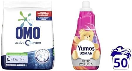Oxygen Toz Çamaşır Deterjanı Beyazlar için, 4.5 kg(1) Yumoş Uzman Konsantre Çamaşır Yumuşatıcısı Renk Koruma Kalıcı Koku 50 Yıkama (1 x 1200 mL)(2)