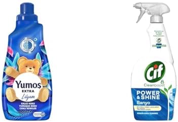 Yumoş Lilyum 60 Yıkama Konsantre Çamaşır Yumuşatıcısı (1 x 1440 ml)(1) Cif Power Cleanboost Sprey Temizleyici Banyo İçin Temizleyici ve Kireç Çözücü 750 ML(3)